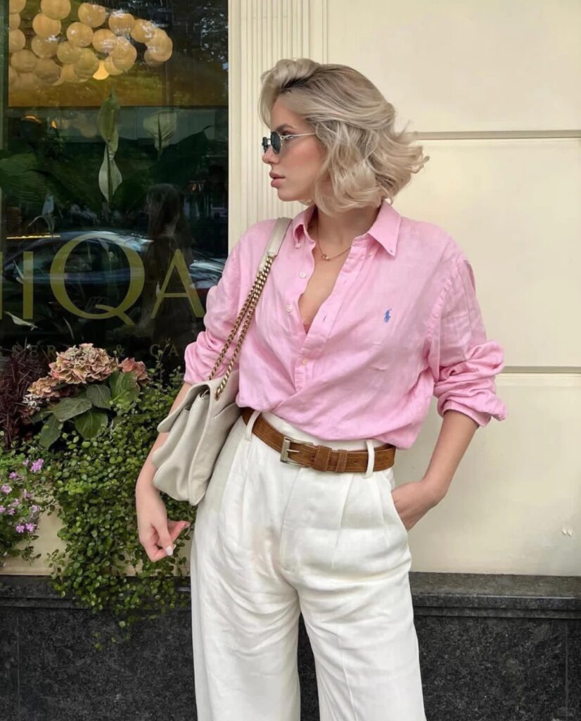 2. old money bag + Linen Shirts
