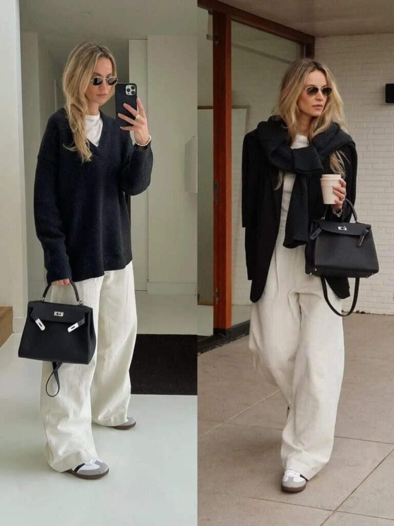 Cashmere Sweater and Tailored Trousers
