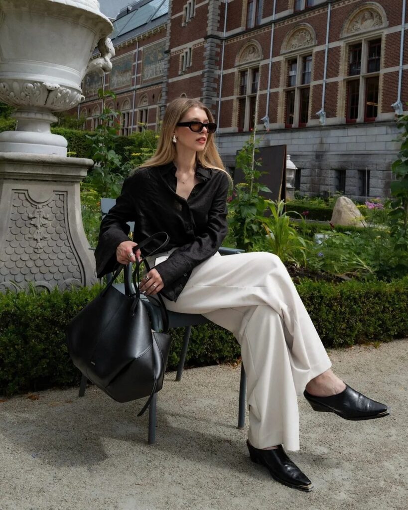 2. Old Money Streetstyles Black Shirt & Beige Casual Pants