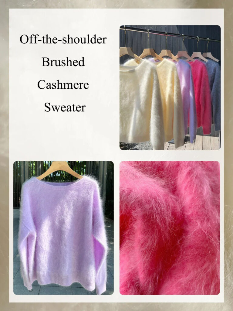 10. Off-the-shoulder Brushed Cashmere Sweater