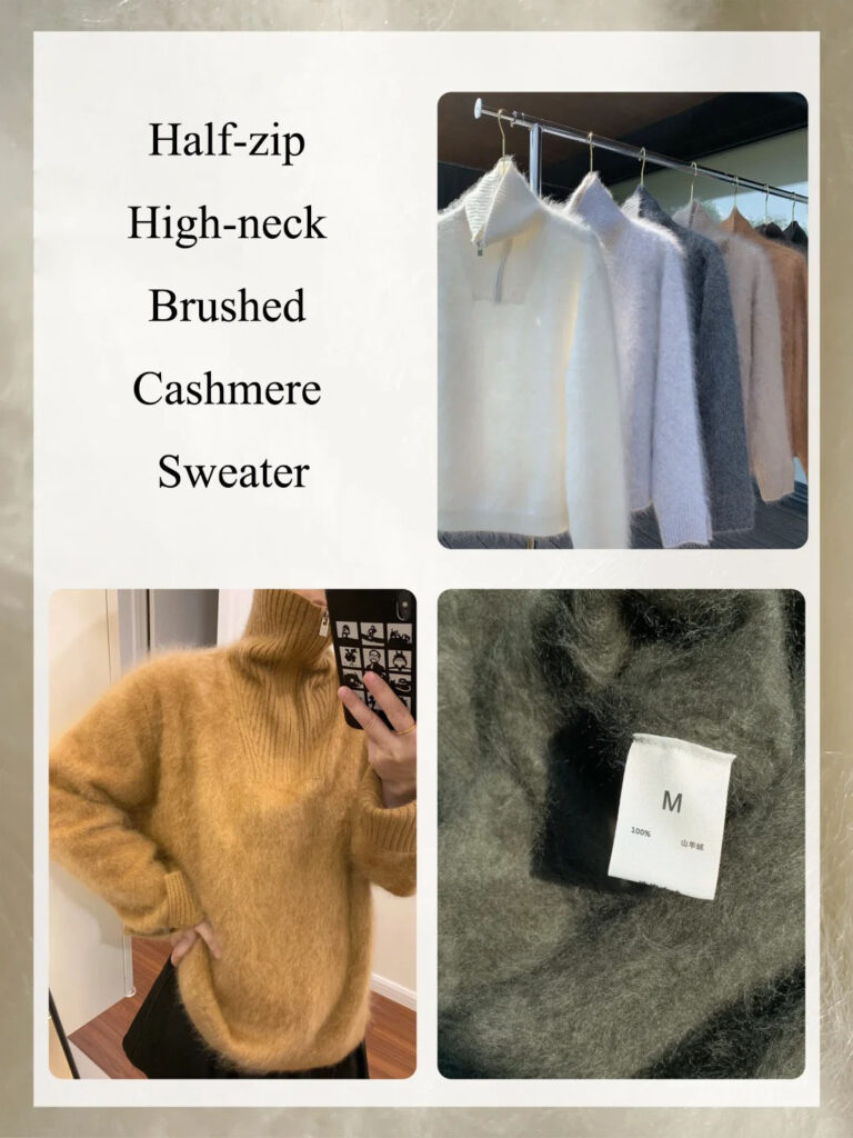 11.Half-zip High-neck Brushed Cashmere Sweater