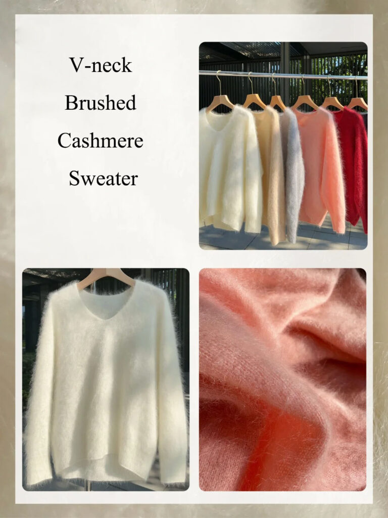 13.V-neck Brushed Cashmere Sweater